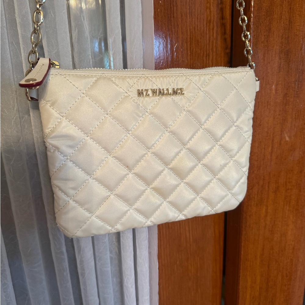 MZ Wallace Cream Quilted Crossbody Bag